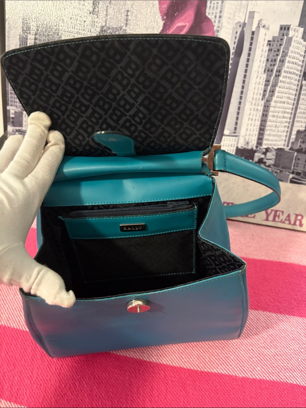 Bally Teal Shoulder Bag with Long Strap - Picture 11 of 16